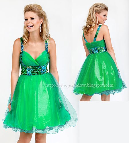 короткое зеленое платье